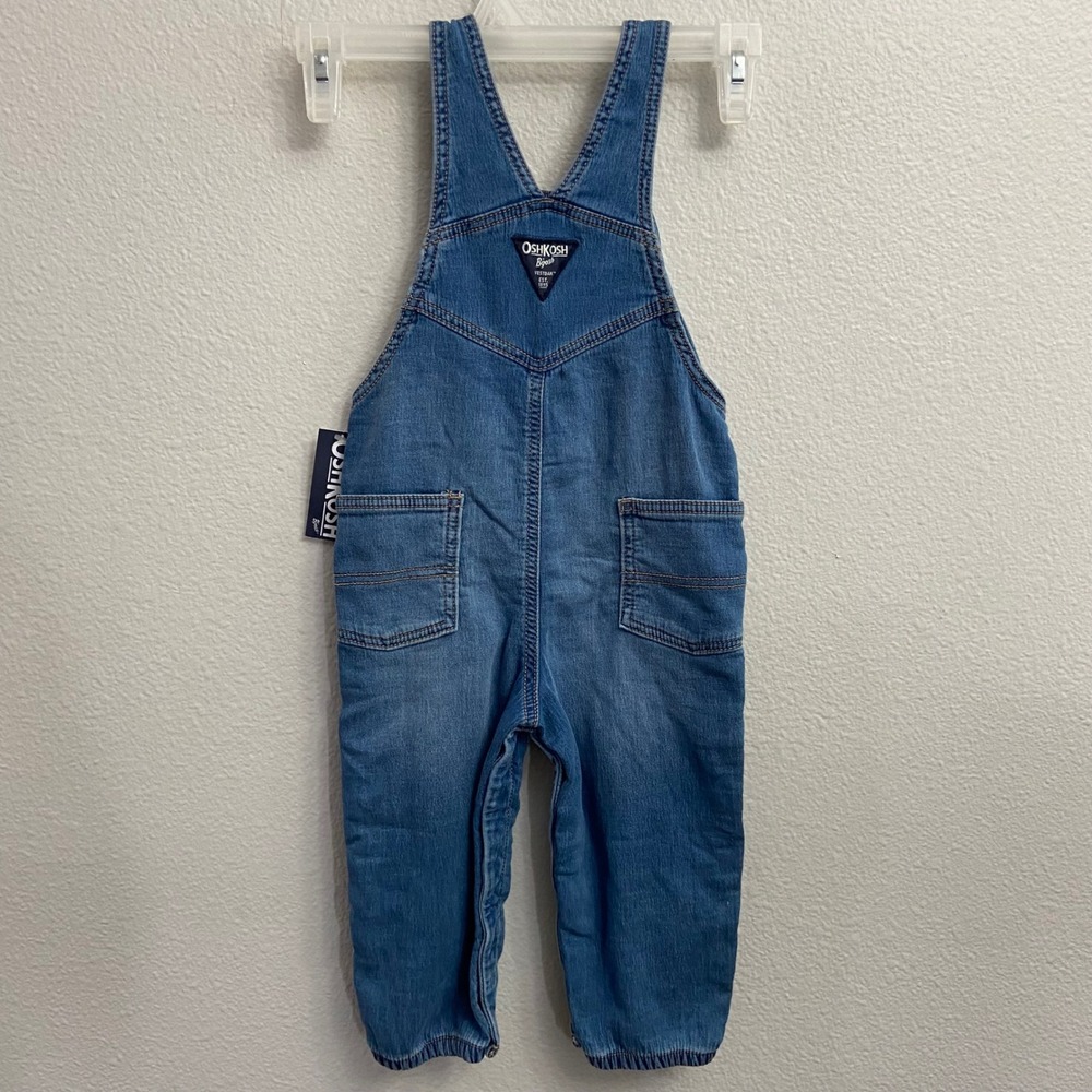 OshKosh B'gosh Baby Boys‎ Denim Overalls Bib Pants 24M Blue  NEW Snaps - Picture 8 of 8
